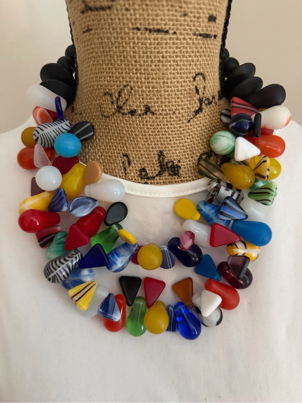 Handmade Multicolor Chunky Statement African wedding Beaded Necklace - jewelry